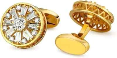 3Ct Round Lab-Created Diamond Men's Fancy Style Cufflinks 14K Yellow Gold Plated - Image 1 of 4