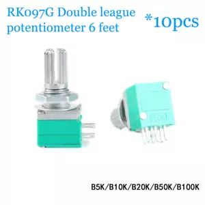 10pcs RK097G potenciómetro de doble vía B5K / 10K / 20K / 50K / 100K / 500K Sellado 6 pies - Imagen 1 de 4