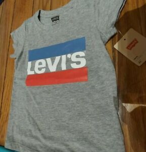 T-shirt grand logo Levi's filles enfants taille 4 - 4T gris neuf avec étiquettes 