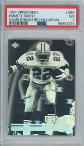 EMMITT SMITH (PSA 7) 1991 Upper Deck Game Breakers Hologram Card #GB5 - Picture 1 of 2