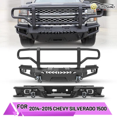 Upgrade Front & Rear Bumper & Winch Plate For 2014 2015 Chevrolet Silverado 1500 - Imagem 1 de 4