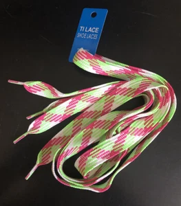 Cordones de colores anchos nuevos con etiquetas rosa intenso verde neón blanco 54 pulgadas de largo 0,75 pulgadas con - Imagen 1 de 3