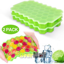 2 Pack Ice Cube Trays Silicone Honeycomb Molds with Lid Flexible Ice Trays Molds