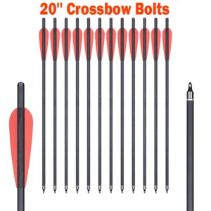 Archery Carbon Bolt Arrows 20 Inch Arrows Bolt Fletched 2 Inch Vanes for Hunting - Picture 1 of 24