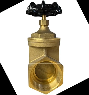 Válvula de porta 3" latão 200 WOG porta completa - roscada com volante preto fundido - Imagem 1 de 4