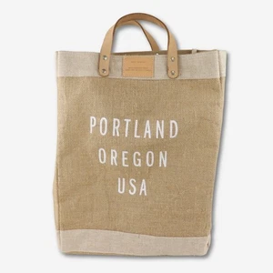 Bolso de Mano Apolis Market Global Citizen Portland Oregon con Asas de Cuero - Imagen 1 de 11