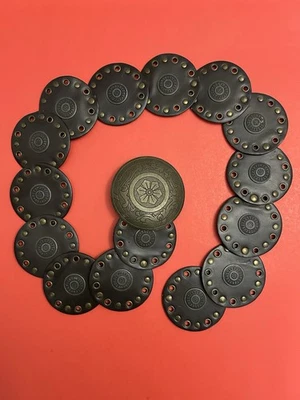 Cinturón Western Grommet Circular Marrón Steam Punk Bronce Concho Hippie Vaquera Foto 1 de 4