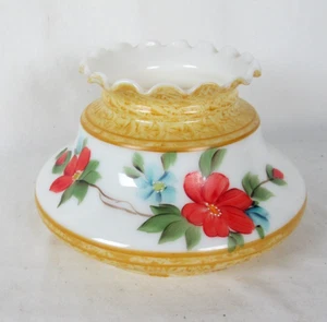 Vtg. Hand Painted Blue/Red Floral Glass Student Lamp Shade 9x5.25" 6 3/4" Fitter - Picture 1 of 9