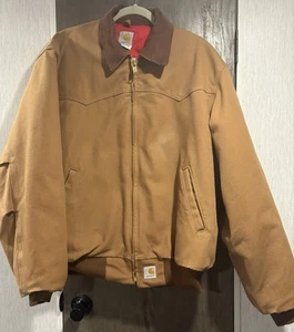 Vintage 2000s Carhartt J13 BRN Santa Fe Western Jacket Red Quilt Lined Large Brown - Bild 1 von 9