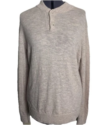 LL Bean 100% Merino Wool Henley Sweater Mens Medium Bone Outdoor Classic - Image 1 of 4