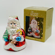 Kohls Make the Season Bright Santa Glass Candle Holder Includes Tealight