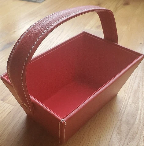 Red Leatherette Covered Basket Cover