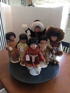 Danbury Mint Native American Porcelain Dolls Lot Of 6 Dolls - Picture 1 of 7