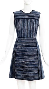 JASON WU Black White Metallic Blue Tweed Cotton Blend Sleeveless A Line Dress 2 - Picture 1 of 10