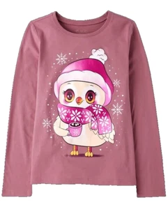 New Pink TCP The Children's Place Winter Owl Tee Shirt Size XS 4 NWT - Picture 1 of 1