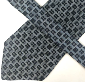 Lauren Green Label Ralph Lauren Mens Tie, Blue & Gray Windowpane Pattern - Picture 1 of 8