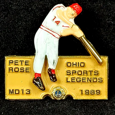 Pete Rose Ohio Lions Club Pin 1989 Sport Legends Cincinnati Reds RC Hard to Find - Image 1 of 4