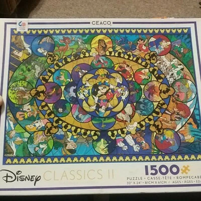 Rompecabezas Ceaco Disney Classics II vitral 1500 piezas con póster 32"x24" Foto 1 de 4