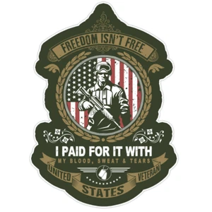 US Veteran Emblem with Soldier Bumper Sticker Military Vinyl Soldier Decal 5" - Picture 1 of 3