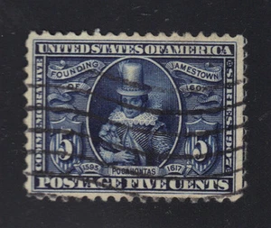 US #330 Used 5c Pocahontas - Jamestown Issue - Excellent Centering - Picture 1 of 2