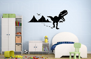 T-Rex Dinosaurs Scene Mountains - Vinyl Kids Room Home Wall Decor Decal Sticker