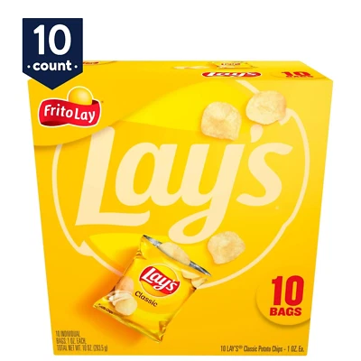 LAYS Lay's Potato Chips Classic 1 oz, 10 Count