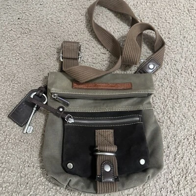 Bolso hobo de hombro de gamuza de lona estilo utilitario Fossil Foto 1 de 4