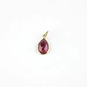 Ruby Charm 9x6 Pear Rose Cut Set In 14k Yellow Gold - Picture 1 of 5
