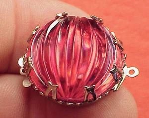 Vintage 23mm Necklace 1 str Clasp Connector Cranberry Ribbed Watermelon Art Deco - Picture 1 of 4
