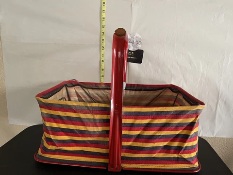 Vintage Madison Basket Co Foldable Shopper Basket canvas and metal retro Cover