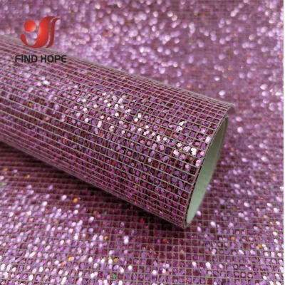 ​Plaid Sequin Glitter Fabric PU Leather For Sewing Clothing Packing Bag DIY - Image 1 of 4