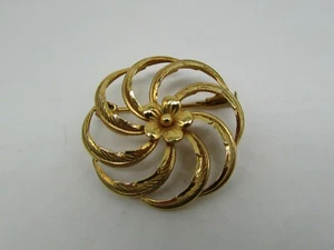 ancienne broche métal doré fleur french brooch - Imagen 1 de 6
