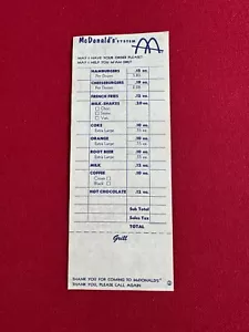 Hoja de pedido de menú "sin usar" McDonald's de 1960 (logotipo de barra) RARA (de colección) - Imagen 1 de 2
