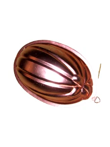 copper tone metal ribbed MOLD decorative oval 10 x 6.75" - 2-3" deep (hall bxB) - Picture 1 of 3