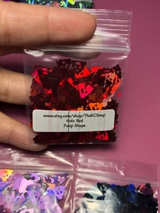 50G Solvent Resistant HOLOGRAPHIC RED POOP Shape Glitter Epoxy US Seller - Picture 1 of 2