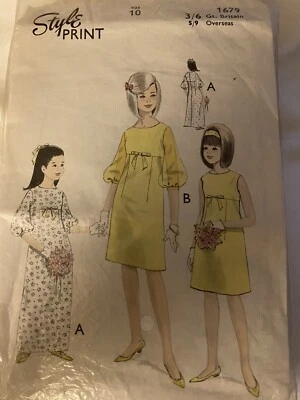 Vintage Style Print Sewing Pattern 1679 Girls Dress 10 Years Complete - Image 1 of 3