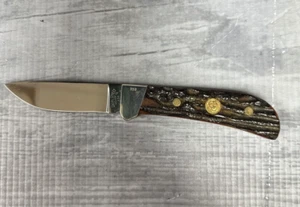 CANAL STREET CUTLERY DROP POINT HUNTER AMBER BONE - ITEM # 359 - Picture 1 of 15