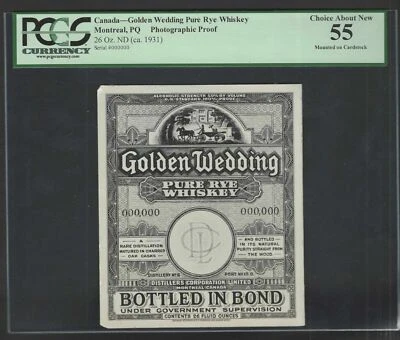 Canada Golden Wedding Pure Rye Whiskey Montreal PQ 1931 Photographic Proof AUNC - Image 1 of 2