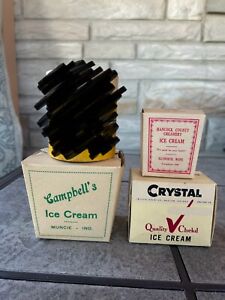 3 Vtg Ice Cream Container - Crystal Hancock Campbell Maine Michigan Indiana