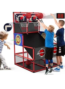 2 in 1 Dual Shot Basketball Arcade Game with 2 Dart Boards/Electronic Scoreboard - Picture 1 of 12
