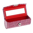 Crocodile Print Leather Lipstick Holder with Golden Button Portable