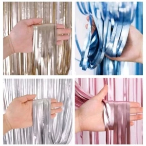 Foil Backdrop Tinsel Fringe Curtain. Party Decorations, Baby Shower Photo Props - Picture 1 of 20