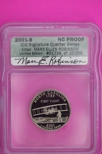 2001 S Proof North Carolina Clad State Quarter Artist Signature ICG Slab 193 - Picture 1 of 3
