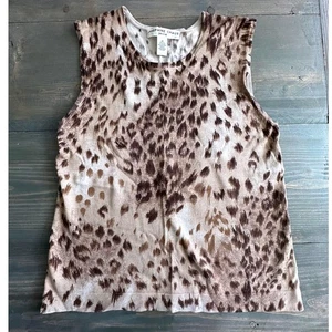 Josephine Chaus Cheetah Sleeveless Silk Blend Top Womens Size M - Picture 1 of 5