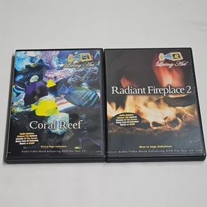 2 Living Art DVD Mood Enhancing Audio Video Coral Reef Radiant Fireplace Set - Picture 1 of 2