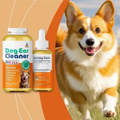 Limpador de ouvido natural claro para cães e tratamento de infecção garrafa de 1 oz EUA - Imagem 1 de 4