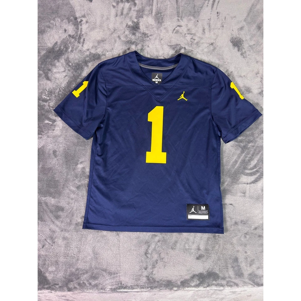 Jordan Michigan Wolverines Number 1 Dri Fit Youth Jersey Size Medium - Image 1 of 4
