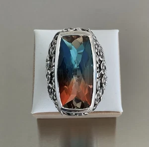 Riesiger Aqua Terra Costa Quarz Solitär Ring 19,35 Karat 925 Sterling Silber Gr. 7 - Bild 1 von 17