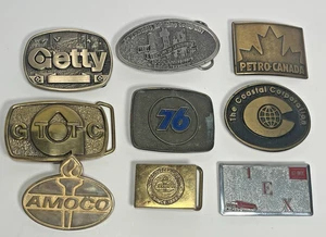 Vintage Konvolut 8 Öl/Gas Gürtelschnallen Getty/Amoco/76/Kendall - Bild 1 von 15