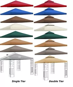 8x8' 10x10' Gazebo Canopy Replacement Patio Outdoor Top Cover Single Double Tier - Picture 1 of 196